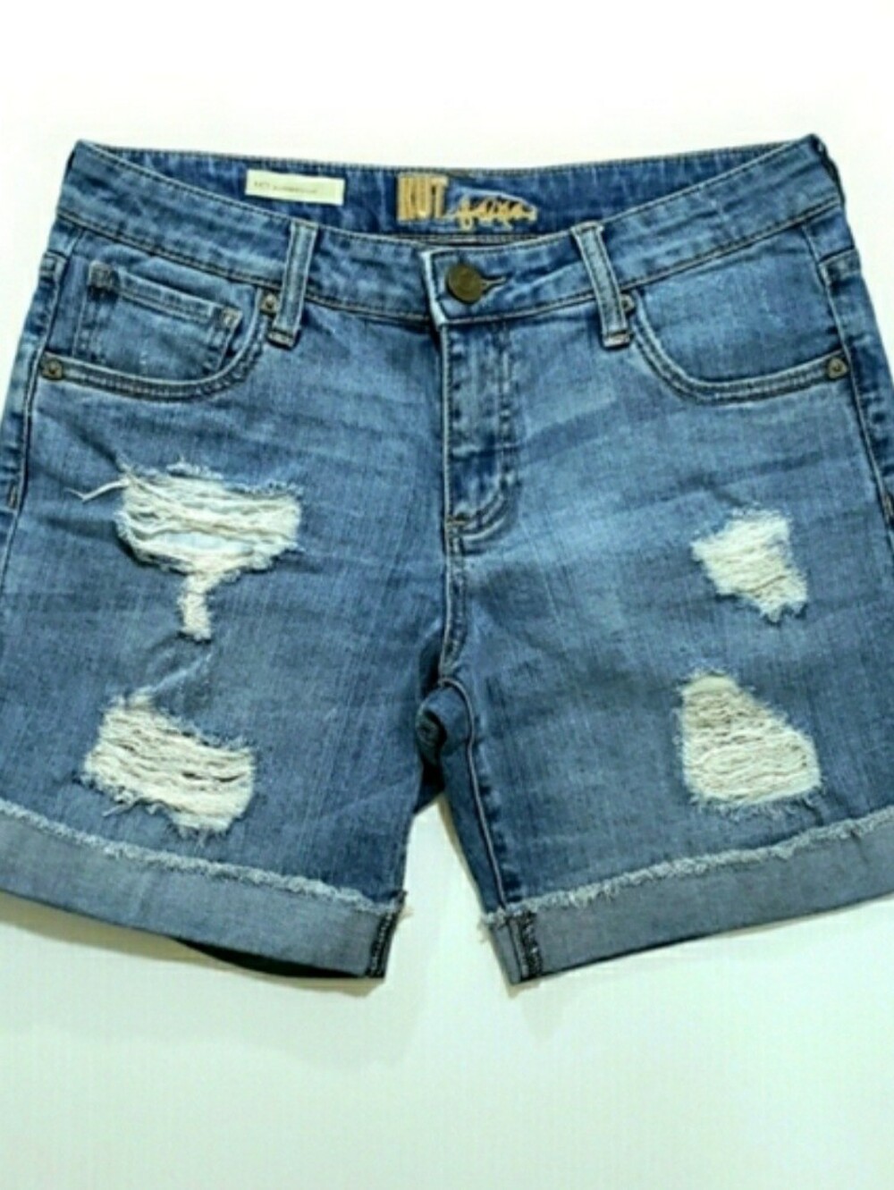 Kut From The Kloth Distressed Stretch Cuffed Boyfriend Jean Shorts